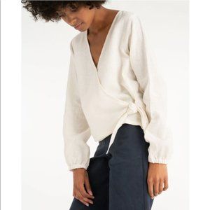 Linen side tie blouse